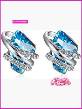 Wish Stone Stud Earrings with Birthstone Crystals, 18K Rose Gold Plated or